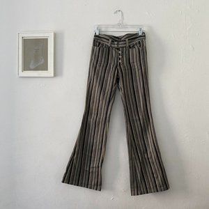 tornado mart striped low rise flared jeans